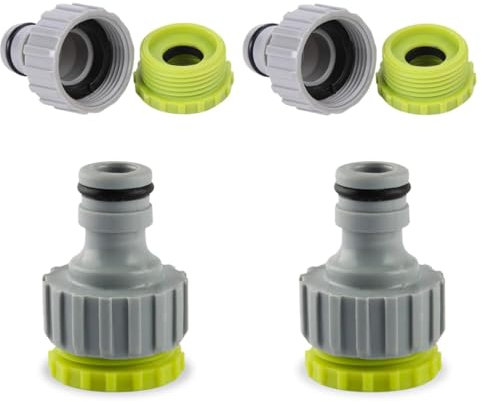 Gardena Lot de 4 raccords de robinet 1/2 3/4 2 en 1 pour robinet de jardin