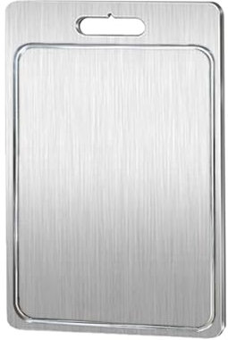 Stainless Steel Chopping Board, 25/34/39cm, Cutting Board with Juice Groove, Stainless Steel Cutting Board, Double-Sided Chopping Boards for Kitchens, Easy to Clean (25×15cm(5.91×9.84in))