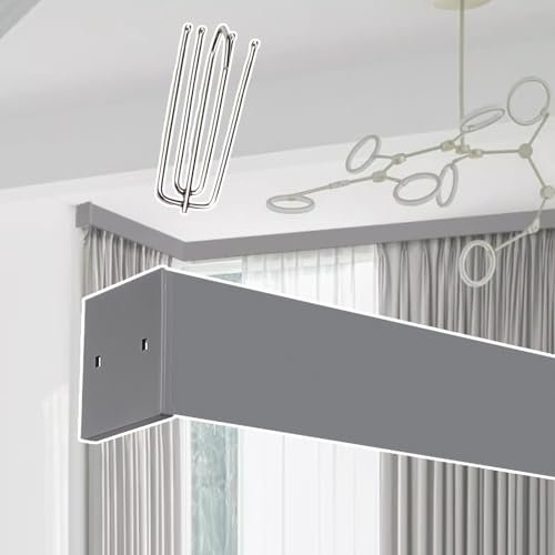 Moderner, leiser Schiebegardin-Trennwand mit zuschneidbarer Stange, Set für Schlafzimmer, Dunkelgrau, 3,8 m