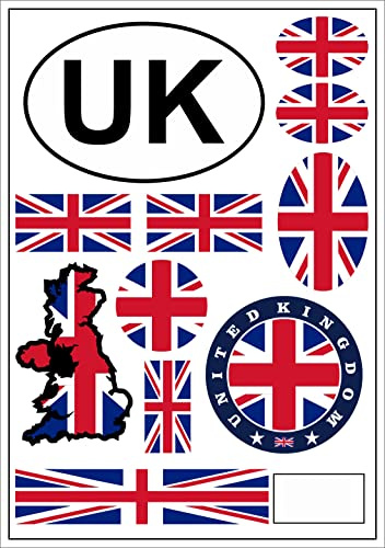 Daged UK Vereinigtes Königreich Aufkleber Karte 8 Stück Stickerbogen Dekorative Sticker - PKW Auto Motorrad Biker Flagge Fahne AK