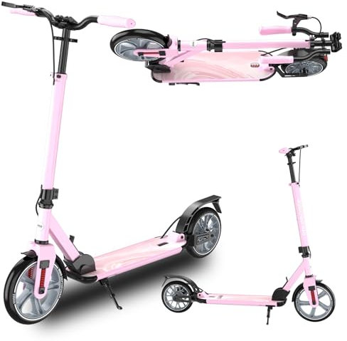 GHBXJX BigWheel 230 Scooter - Stabiler Roller - 5-Fach Höhenjustierbarer & zusammenklappbarer Cityroller mit Ständer ＆ Scheibenbremse Sportlicher Kinder- & Erwachsenenroller für bis zu 150kg,Rosa