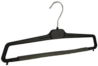 Kleiderbügel, Klammerbügel, Hosenbügel, 20er Set, Kunststoff, Schwarz, Rock, Hose, Hosensteg mit Schaum, 360° Drehbarer Haken, 40 cm (PP38/S_00/20)