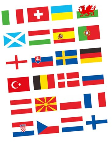 HIAKDOFT 24 Bandiere a Stringa Coppa di Calcio 20x28 Cm in Poliestere Resistente Colori Vivaci per Decorazioni Sportive e Eventi Interni Esterni
