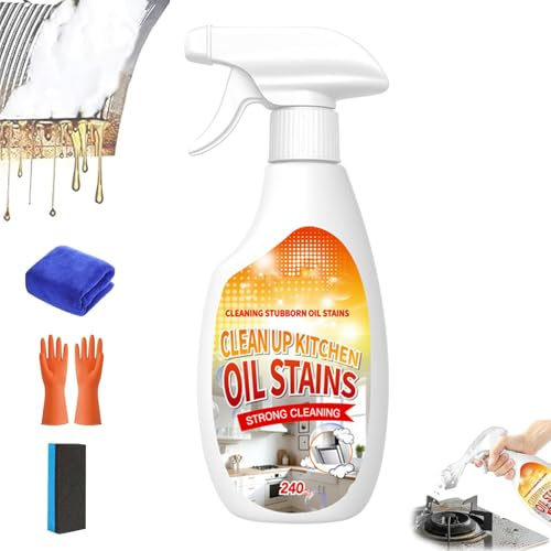 Heavy Grease Cleaner with Mild Formula Quick Decomposition, 240ml Multifunctional Powerful Kitchen Foam Cleaner, Küchenfronten Reiniger für Herd, Dunstabzugshauben, Arbeitsplatten, Pots (1)