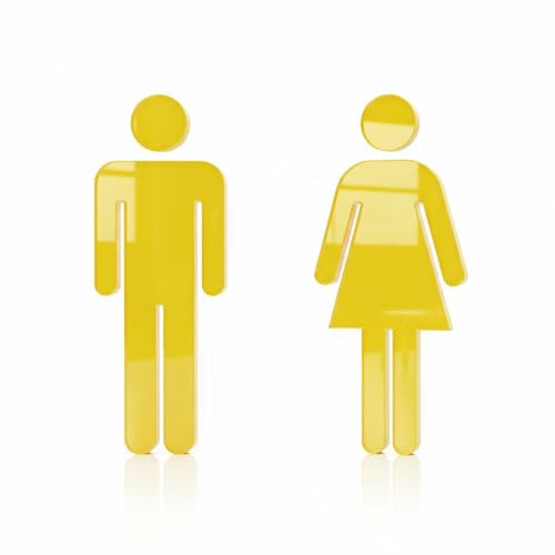 WC Schild aus Holz oder Acryl – Toilettenschild Damen & Herren – modernes Türschild in eleganten Farben für Bad, Büro & Hotel (Gelb, 25cm Länge)