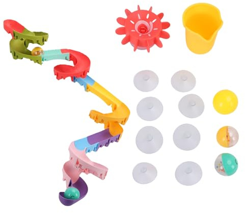 EMUKOEP Badespielzeug für Kleinkinder, Lustiges Wasserrutschen-Bauset für , Badewannenball-Rutschbahn, Interaktives Badespielzeug Zum Lernen und Spielen