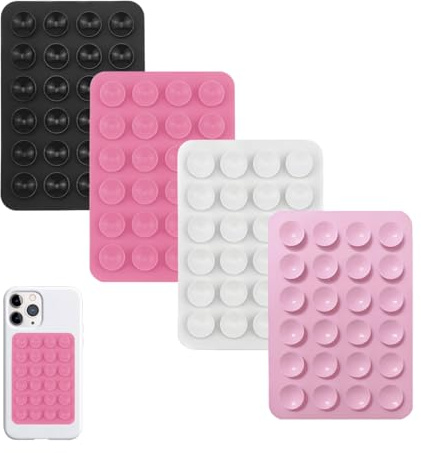 GNALIA Saugnapf Handy 4 Stück Aus Silikon, Telefonhalter Mit Selfie-Spiegel Länge 8Cm Breite 5.5Cm