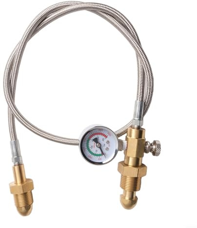 Jotekonoby Manguera adaptadora de transferencia de estación de recarga para cilindro de argón BS 341 No 3 UK, G rosca derecha de 5/8 pulgadas, acero inoxidable para manguera de gas de alta presión