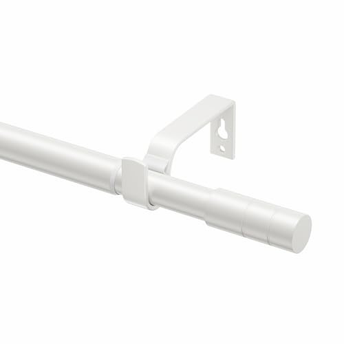 Ausziehbare Gardinenstangen, 72–280 cm, 19 mm Durchmesser, weiße Gardinenstangen für Ösenvorhänge, Metall-Gardinenstange mit zylindrischen Enden, verstellbare Gardinenstange für Fenster, Wohnzimmer