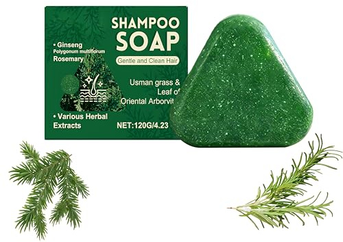 Green Festes Shampoo Bar, mit Bio Rosmarinöl & Keratin – Sanftes Naturseife Shampoo für Trockenes und Strapaziertes Haar, zur Pflege und Stärkung – für Langanhaltende Frische (1pc, 120g)