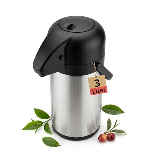 Airpot 3,0 L Pumpkanne Isolierkanne Thermo Kanne Kaffeekanne Camping | Edelstahl Kanne