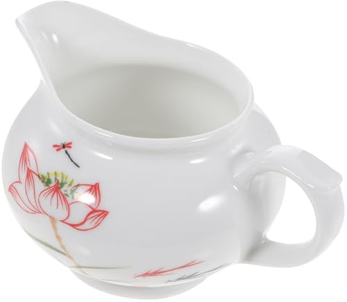 OUNONA Salsiera ceramica bianca con beccuccio antigoccia e manico confortevole, brocca per condimenti per picnic e barbecue