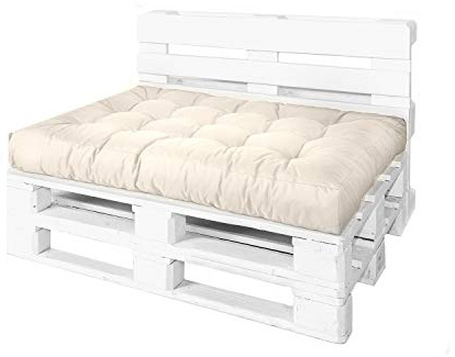 JMH Palettenkissen Palettenauflage Sitzkissen Rückenkissen Palettensofa Kissen Euro Paletten Polster MH-JC01 (120x80x15 cm Sitzkissen, Creme)