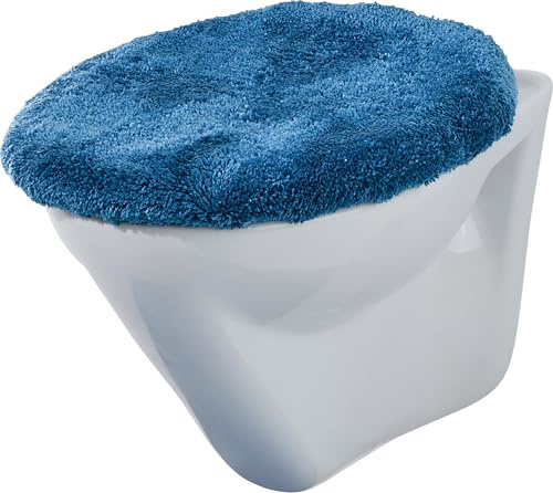 Erwin Müller WC-Deckelbezug blau Größe 47x50 cm - mit Schnürung, für Standard-WC-Deckel oval geeignet