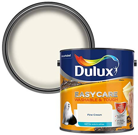 Dulux Easycare Washable and Tough Matt Emulsion Paint For Walls And Ceilings - Fine Cream 2.5 Litres