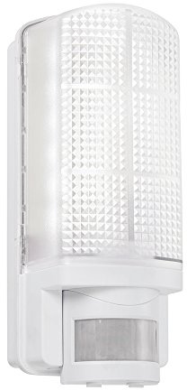 National Lighting Modern Outdoor Heavy Duty White Plastic IP44 Rated Movement Sensor Bulkhead Security LED Wall Light - Equipped with PIR Motion Detector