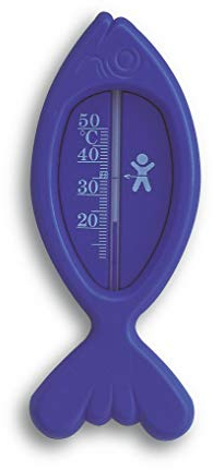 TFA Dostmann Pesce termometro analogico da Bagno, 14.3017.06, Senza BPA, con Liquido di misurazione Naturale, Made in Germany, Blu