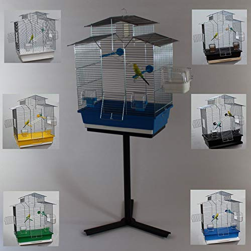 Vogelkäfig,WellenVogelkäfig Vogelbauer Wellensittich Kanarien Voliere Vogelhaus Käfig IZA 2 II gelb + Ständer