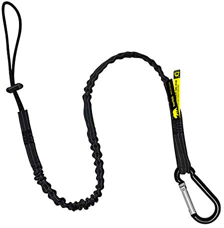 BearTOOLS Tool Lanyard with Standard Spring Carabiner and Adjustable Loop End, 90cm Length, Maximum Weight Limit 8KG / 17.6lb, Fall Restraint with Shock Cord Stopper, 1 Pack (Black 0911S)