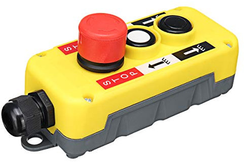 Impermeable 2 Botones Control Remoto Parada de Emergencia Interruptores de Pulsador para Alzamiento Grua Estación de Control Colgante