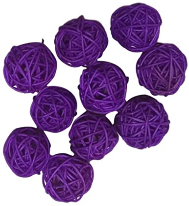 non-brand 10 Stücke 3 cm Rattankugeln Sortiert Dekokugeln Tischdekoration - lila, 3 cm