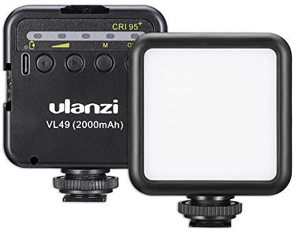 ULANZI VL49 Mini LED Lampe für Smartphone und Kamera mit Einstellbarer Helligkeit 5500K CR95+ und 2000mAh Akku