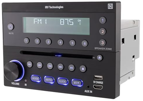 iRV Technology iRV32V2 AM/FM/CD/DVD/MP3/MP4/HDMI in&out w/ ARC/Digital 2.1/Surround Sound/Bluetooth/CEC/NFC,3 Zones Wall Mount RV Radio Stereo w/ APP Control, USB using 5V charging both Android&Apple