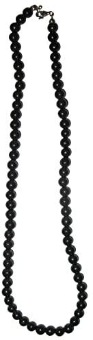 Schungit Schmuck Halskette Kette 6mm Kugelkette 45cm 925 Silber Verschluss (Karelien) mit Täschchen & Beschreibung. 95500-28