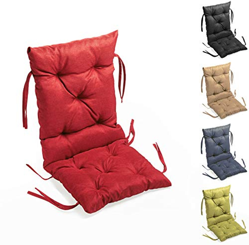 sunnypillow Stuhlkissen Outdoor, Indoor - 40 x 40 x 40 cm - Auflage für Stühle, Bänke in Haus und Garten - Sitzkissen und Rückenkissen - Stuhlauflage, Gartenkissen für Gartenmöbel - Kissen Rot