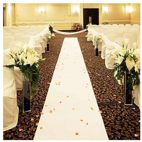 Gdmokle Weiß Hochzeitsteppich Gangläufer, 2,5mm Dicke Hochzeit Läufer Event Teppich, 1m x 10m Messeteppich Polyester-Stoff Teppich-Boden für Drinnen und Draußen