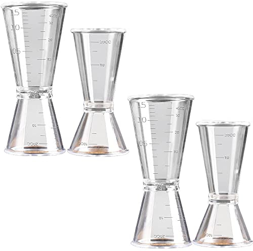 4 Stück Cocktail-Messbecher, Cocktail Messbecher-Set, Messbecher für Bar, Unzen Messbecher, Cocktail Jigger Becher, Transparent Unze Dual Spirit Messbecher Set, für Bar, Party, Cocktail Drink Shaker