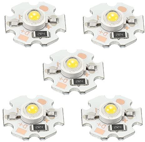 MECCANIXITY COB LED Light Chip Bead 3W 280lm 3000-3200K 20mm 5VDC Energy Saving Bulb for Spotlight Floodlight Replacement Warm White 10Pcs