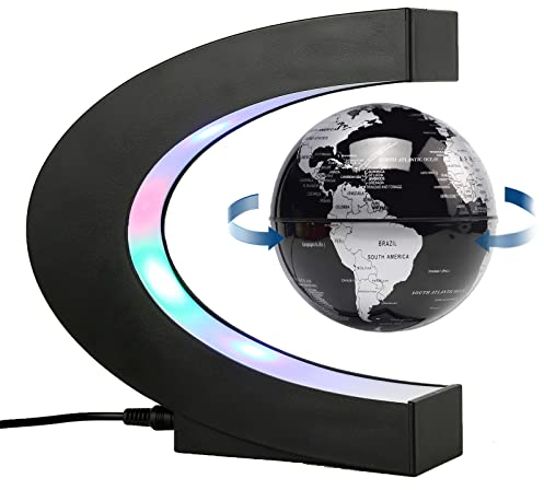 Magnetic Levitation Floating Globe with LED Light Anti Gravity Levitating World Map Office Home Bedroom Desk Gadget Decor Unique Birthday Gift for Men Kids HUsband Boss
