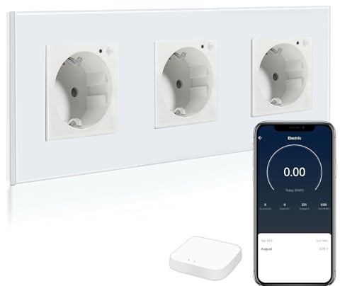 BSEED Smart ZigBee Steckdose, Energiekostenmesser, Alexa ZigBee Steckdose mit Verbrauchsmessung, 3 Fach Wandsteckdose arbeitet mit Amazon Alexa und Google Home Weiß (Tuya ZigBee Hub erforderlich)