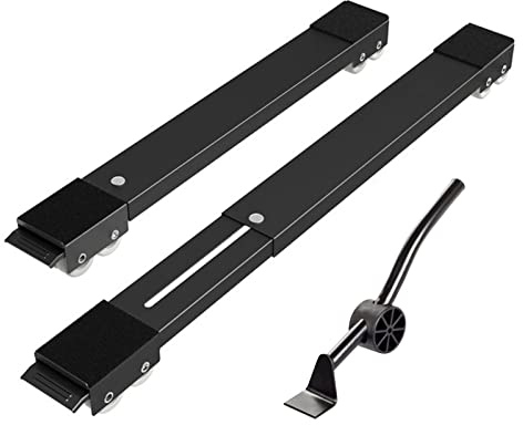 Appliance Roller Mover, Mobile Washing Machine Base, Extendable Fridge Stand Moving Rollers, Heavy Duty Appliance Rollers with Brake for Washing Machines, Refrigerators, Dryers, Dishwashers (Black)