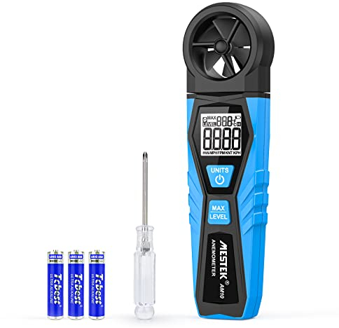 Digital Anemometer Handhled MESTEK Wind Speed Meter Wind Gauges Air Flow Velocity Meter Accurately Measure Wind Speed Temperature MAX Test LCD Backlight Portable for HAVC Drone Sailing Fishing Surfing