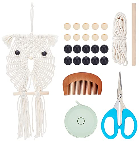 FREEBLOSS DIY Makramee Eule Kit Macrame Set für Anfänger Eule Handgewebte Hängeampel Makramee Wandbehang Makramee Starter Set für Mama Mädchen
