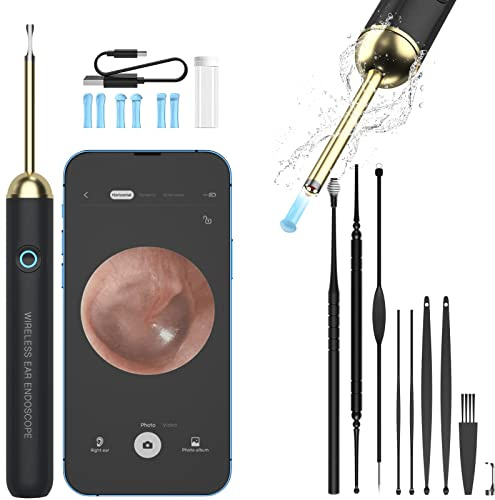 Ear Wax Removal - NIUQICT Ear Cleaner - Ear Camera 1080P with Lights - Ear Wax Removal Tool 9 Pcs - Ear Cleaning Kit, Wireless Otoscope Compatible with Android&iOS for Kids, Adults&Pets