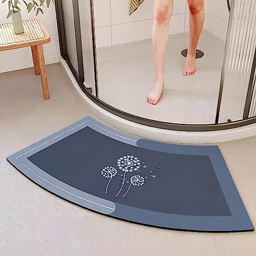 EUPXRHY Gebogene Duschmatte Schnelltrocknend, Duschvorleger Halbrund, Duschteppich rutschfest Waschbar, Halbrunder Teppich, Super Saugfähige Kieselgur Badematte Eckdusche,D,18x28inch/45x70cm