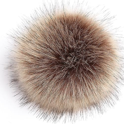 SYSUII 10 Stück 8cm Kunstfell Pompon Fellbommel Pompon Bommel für Mützen Beanies Fellbommel Fellpompon Künstlicher Haarball für Tasche Anhängern Schlüsselanhänger Dekoration Bekleidung Zubehör -braun