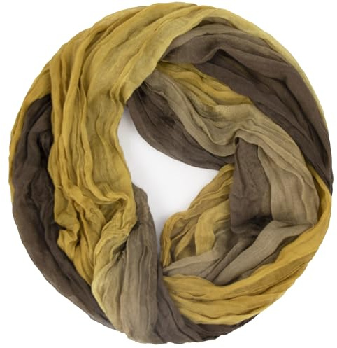 Gloop Sciarpa leggera da donna, con gradiente, disponibile in diversi colori, Sciarpa loop giallo-marrone, Taglia unica