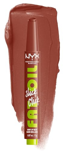 NYX Professional Makeup Pflegender Lippenstift für maximale Farbe, Pflege und Feuchtigkeit, Mit Avocado, Himbeeröl und Moltebeereöl, Vegane Formel, Fat Oil Slick Click, Link in my Bio