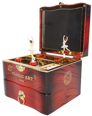 Emoshayoga Caja de música de bailarina, caja de música de bailarina giratoria, organizador de joyas de octava