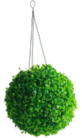 AOKWAWALIY Flower Grass Chandelier Solar Powered Fake Grass Artificial Plant Pre Lit Topiary Balls Outdoor Solar Lamp Faux Solar Light Topiary Balls Plastic Green Led