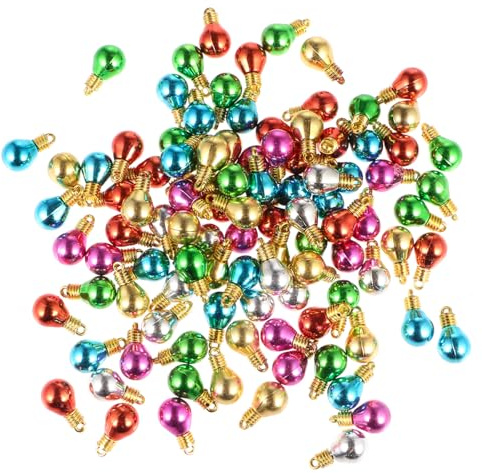 Operitacx 100 StüCk Mini Runde Kugelperlen, Mini ÜBerzug Weihnachtskugeln Farbe Kristallkugel-AnhäNger FüR Weihnachtsbaum, Weihnachtsdekoration