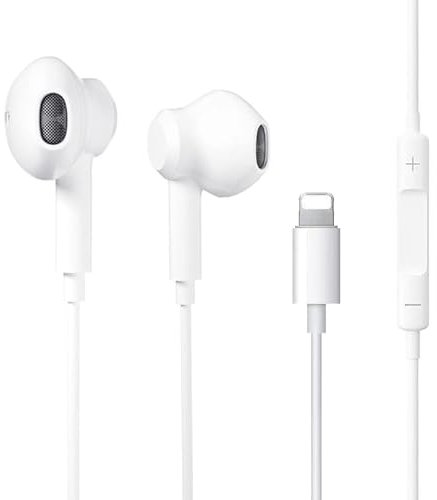 Tecatty Auriculares para iPhone, Micrófono y Control Volumen Headset, Extra Bass, Lsolation Sonore, Confort Auditivo, Auriculares HiFi Audio Stereo Compatible con iPhone 14/13/12/11/SE/X/XR/8/8P/7/7P