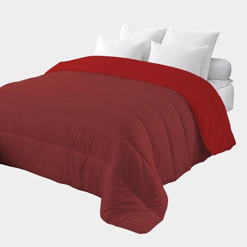 Corredocasa Trapunta 4 Stagioni Made in Italy Piumone Imbottitura 350gr/mq Coperta in Morbida Microfibra di Poliestere Casa (Bordeaux/Rosso, Matrimoniale 250x260 cm)