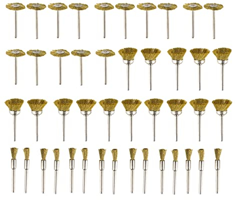 Aqxyxsw 45 stücke Messing Drahtbürste Set Edelstahl Draht Radbürsten Set Fit for Dremel Mini Bohrer Rotary Werkzeuge Polierwerkzeuge fangzi