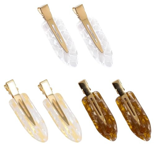 Reccisokz 6 Pinzas Para El Pelo Sin Doblar Para Peinar,Pinzas Pelo Niña,Pequeño Bolígrafo Sin Arrugas,Clip Plano De Resina Acrílica,Herramienta Para Maquillaje,3 Colores