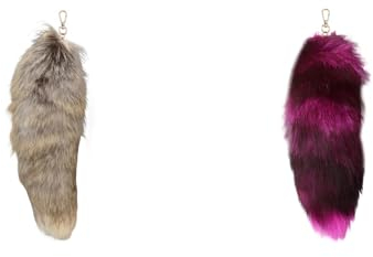 Fuchsschwanz Anhänger Keychain Fox tail Schlüsselring, Weich Flaumig Oversize 40cm Fell Schwanz Tasche Zusätze Auto Schlüsselketten Anhänger Handtasche Dekoration (2Z,40CM)